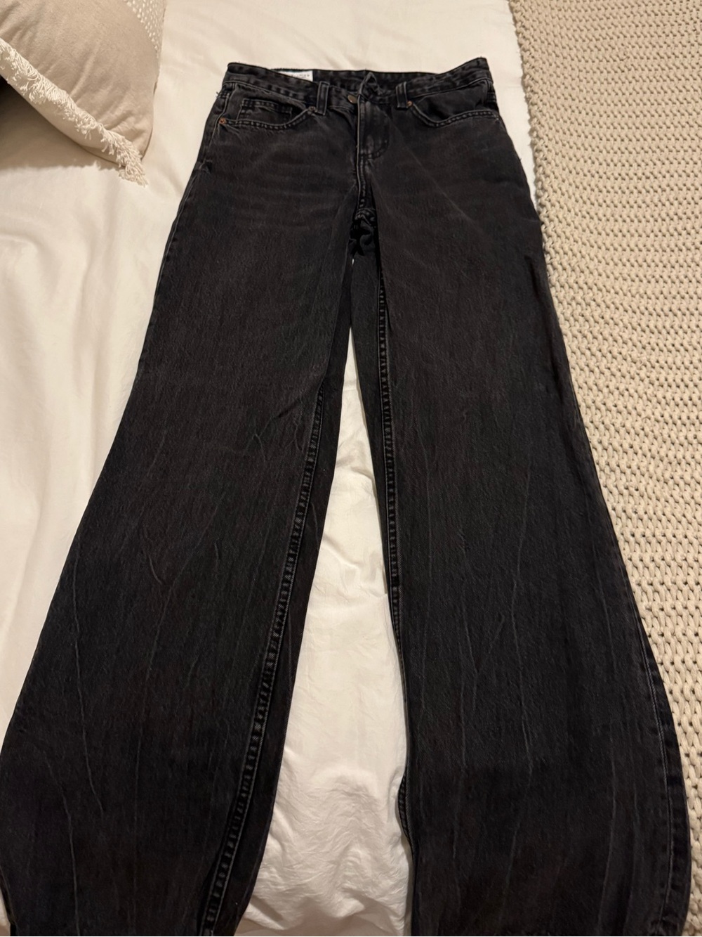Zara Black Wide Leg mid Rise Jeans - Picture 1 of 2